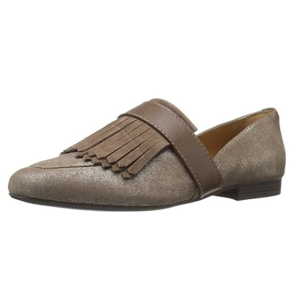 NEW! G.H. Bass & Co "Harlow" D'orsay Flat Metallic Brown Suede Weejuns - 8 - Picture 1 of 13